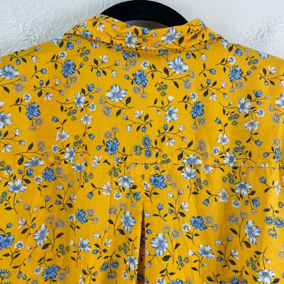 Old Navy Womens Plus XXL Classic Shirt Yellow Floral Button Up Long Sleeve Top - Picture 9 of 9